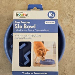 Outward Hound Fun Feeder Slo Bowl Medium-Mini Blue Dog Feeder